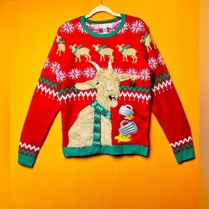 Holiday Men's Jingle Bell Goat Ugly Christmas Sweater M